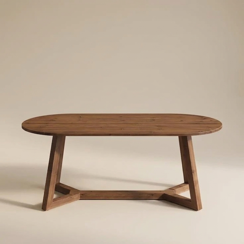 Travers Ayaklı Masif Koyu Çam Oval Yemek Masası | Atelier Istanbul