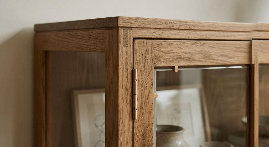 Cam Kapaklı Masif Meşe Ahşap Vitrin Büfe - Atelier İstanbul