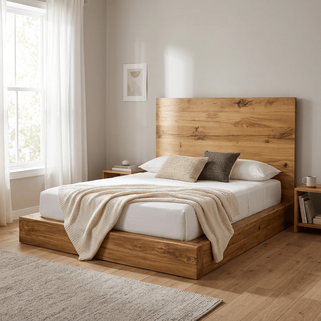 Gaia Rustik Blok Başlıklı Masif Çam Karyola - Atelier İstanbul