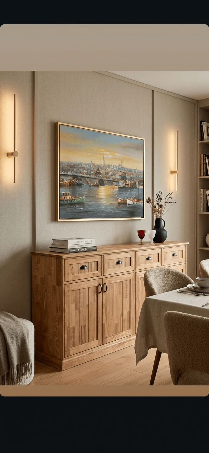 Geniş Masif Çam Ahşap TV Konsolu - Atelier İstanbul