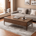 İskandinav Hatlı Çekmeceli Masif Ceviz Orta Sehpa - Atelier İstanbul