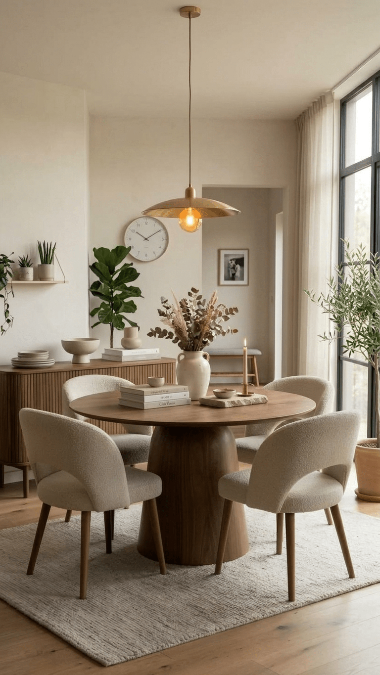 Konik Blok Ayaklı Masif Ceviz Yuvarlak Yemek Masası - Ø110 cm | Atelier Istanbul - Atelier İstanbul