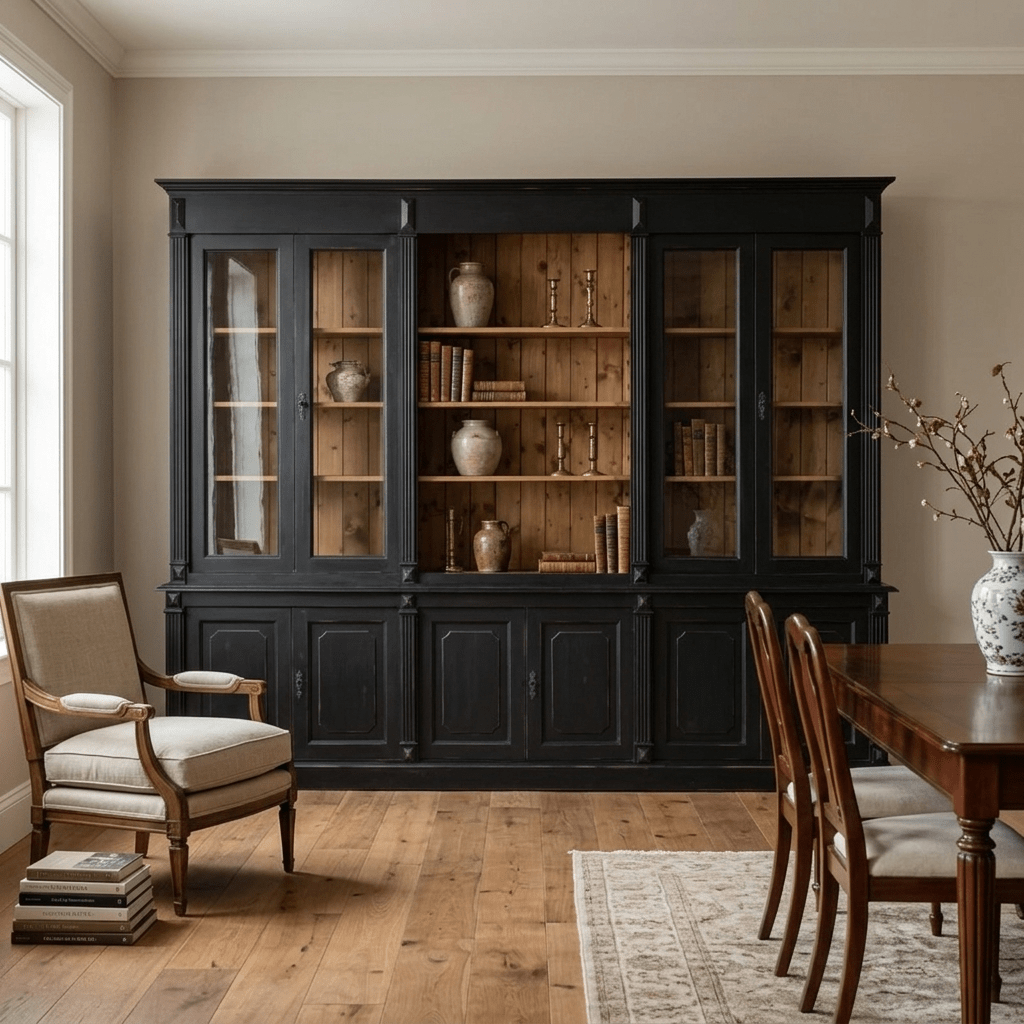 Mansion Klasik Cam Kapaklı Masif Çam Büyük Kütüphane - Atelier İstanbul