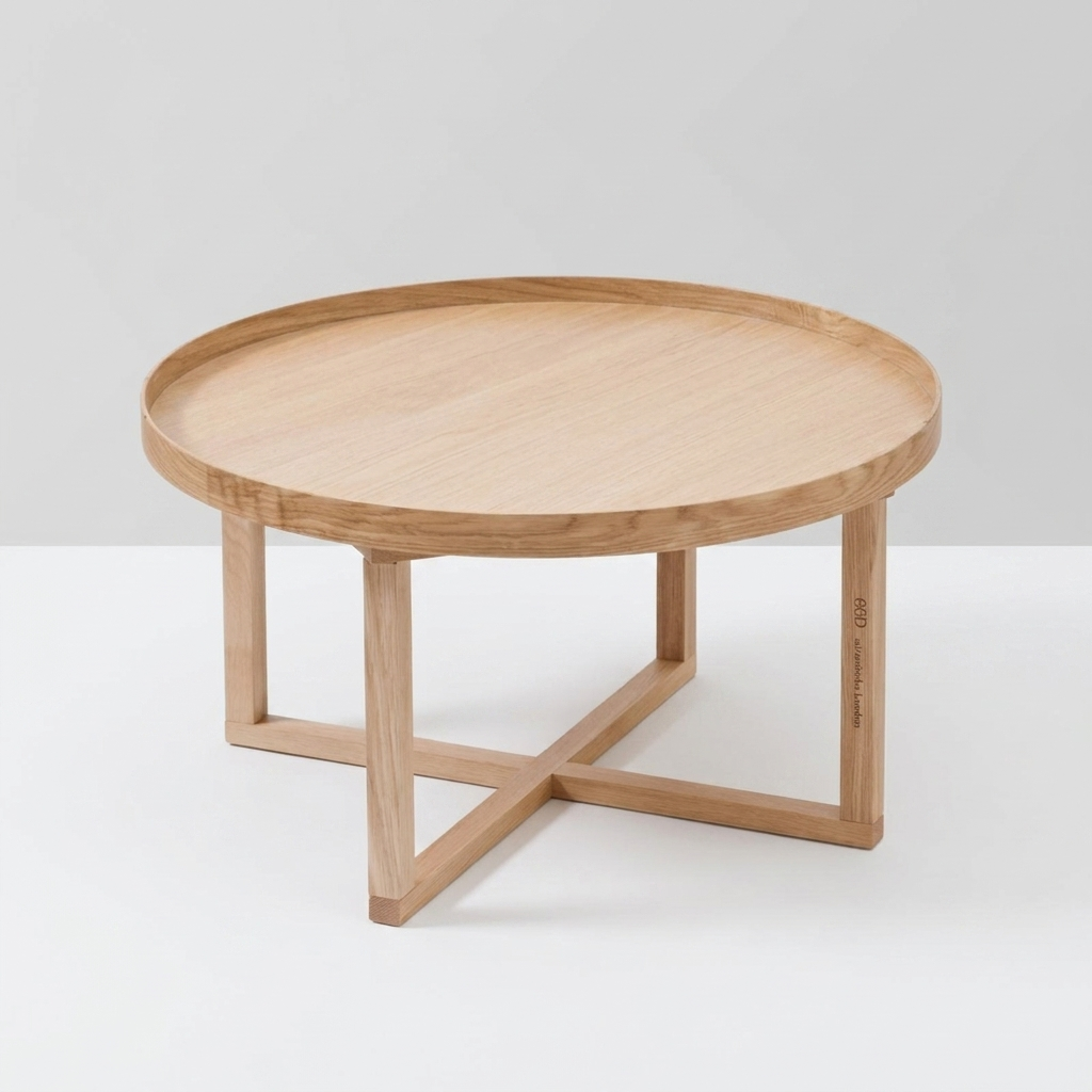 Nordic Tray Masif Meşe Yuvarlak Orta Sehpa