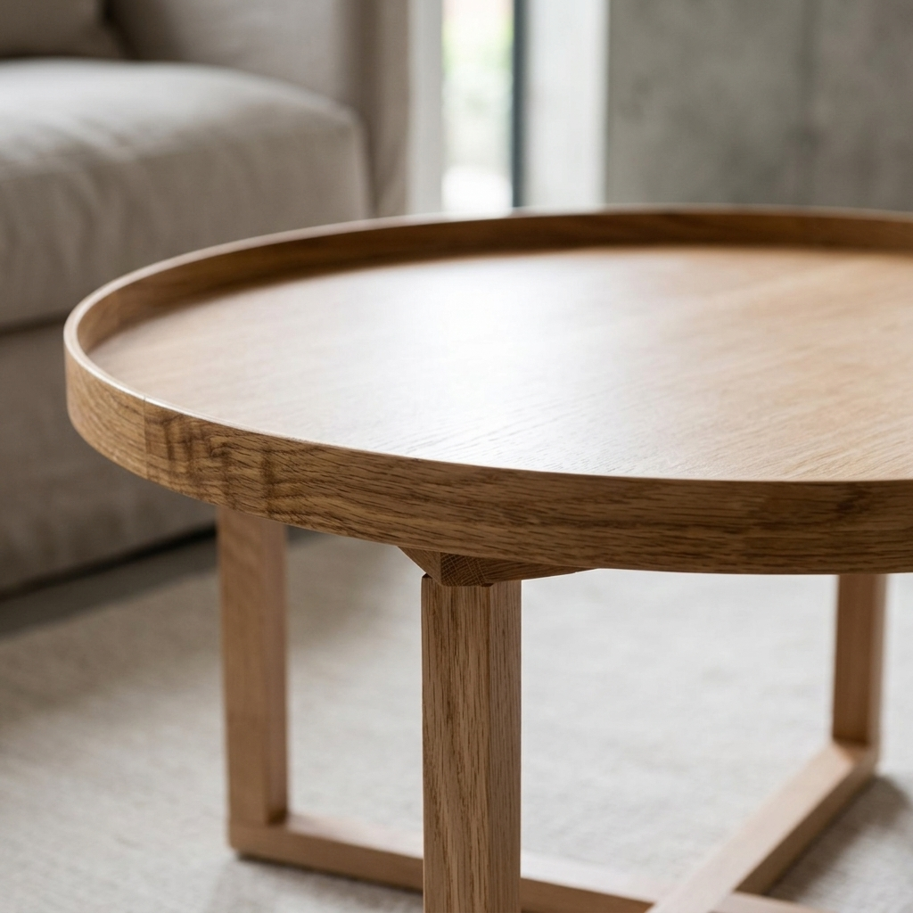 Nordic Tray Masif Meşe Yuvarlak Orta Sehpa