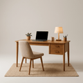 Minimalist Hatlı Çekmeceli Masif Meşe Çalışma Masası - Atelier İstanbul