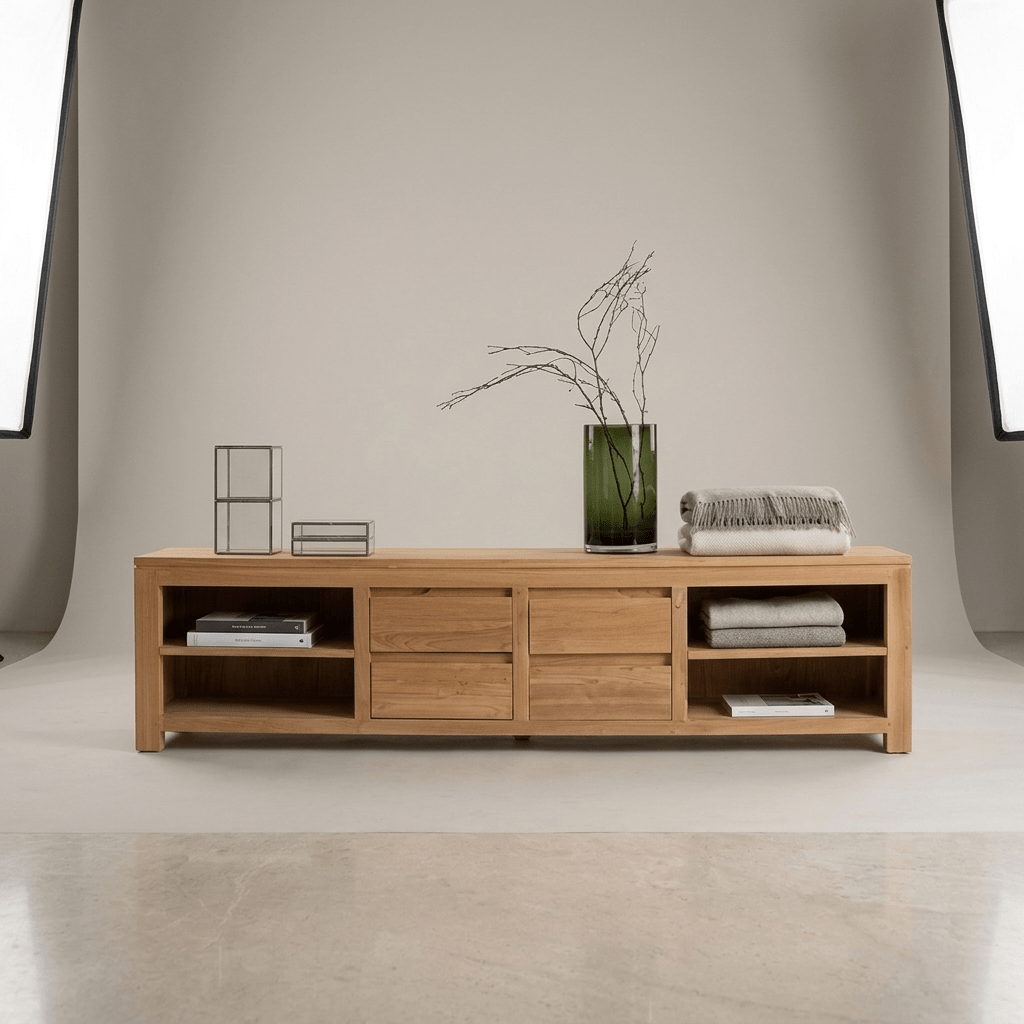 Minimalist Masif Çam Ahşap TV Ünitesi - Atelier İstanbul