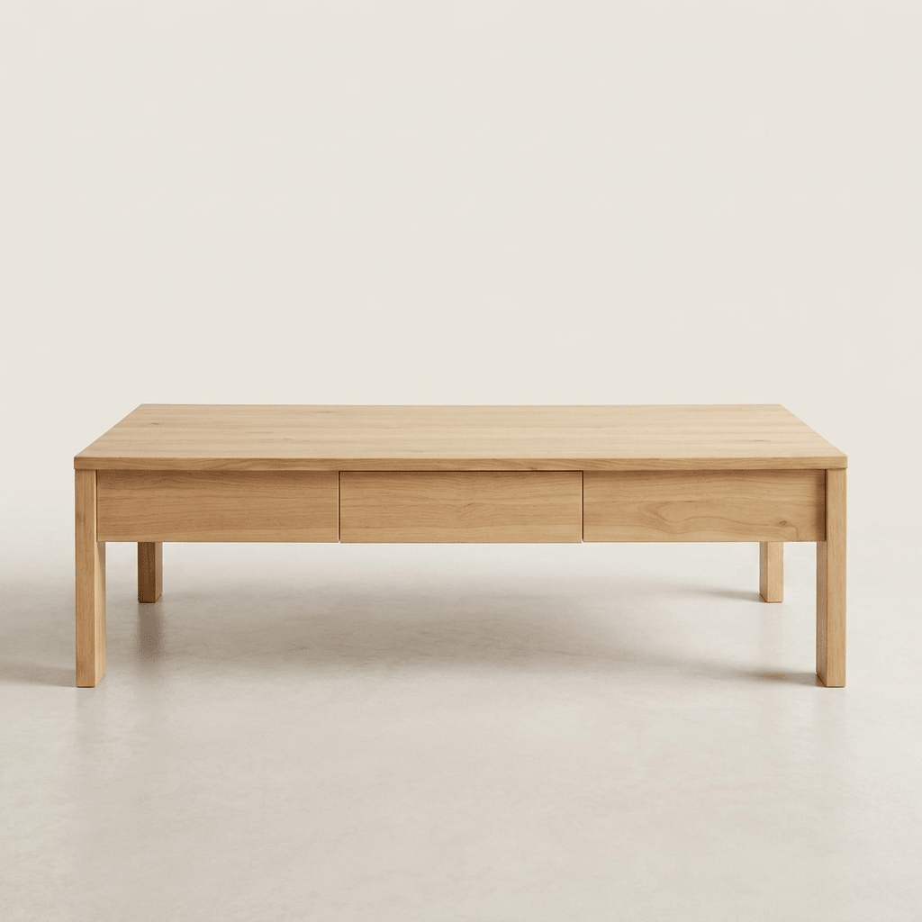 Modern Blok Ayaklı Masif Çam Orta Sehpa - Atelier İstanbul