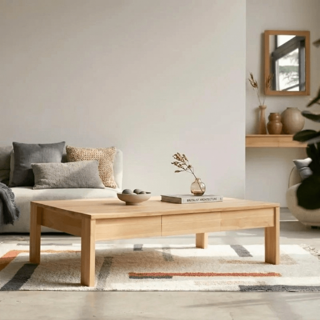 Modern Blok Ayaklı Masif Çam Orta Sehpa - Atelier İstanbul