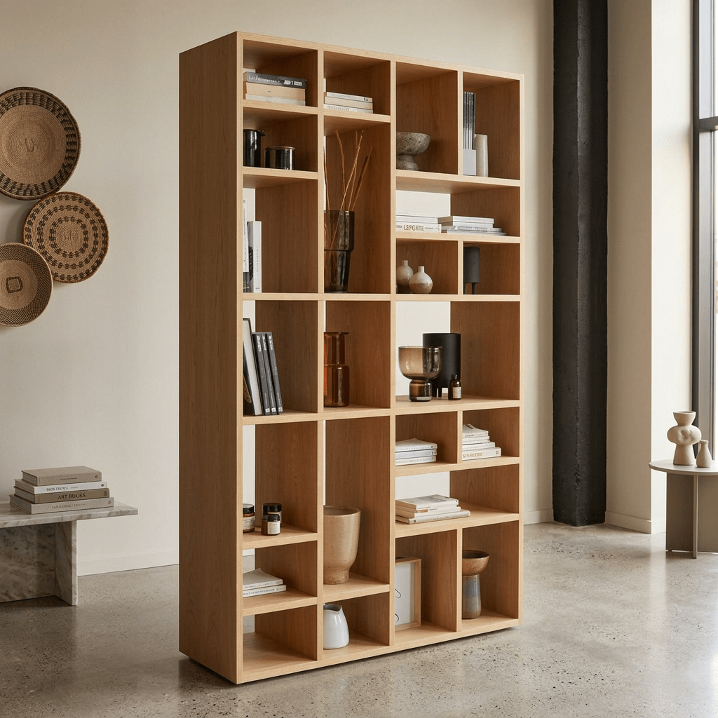 Nordic Asimetrik Masif Çam Kitaplık - Atelier İstanbul