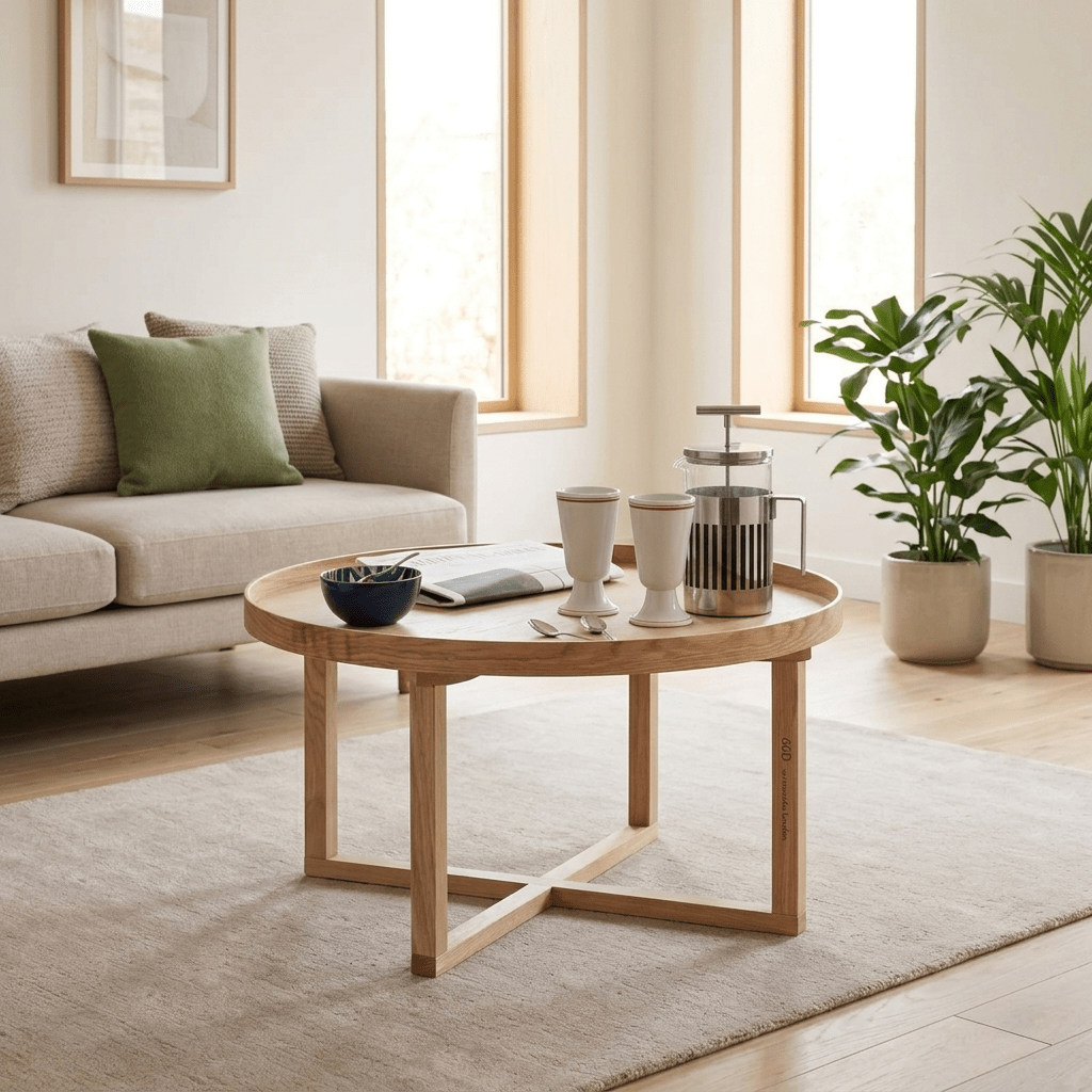 Nordic Tray Masif Meşe Yuvarlak Orta Sehpa - Atelier İstanbul