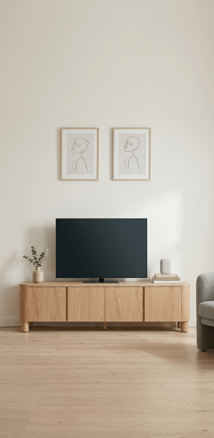 Oval Masif Meşe Ahşap TV Ünitesi - Atelier İstanbul