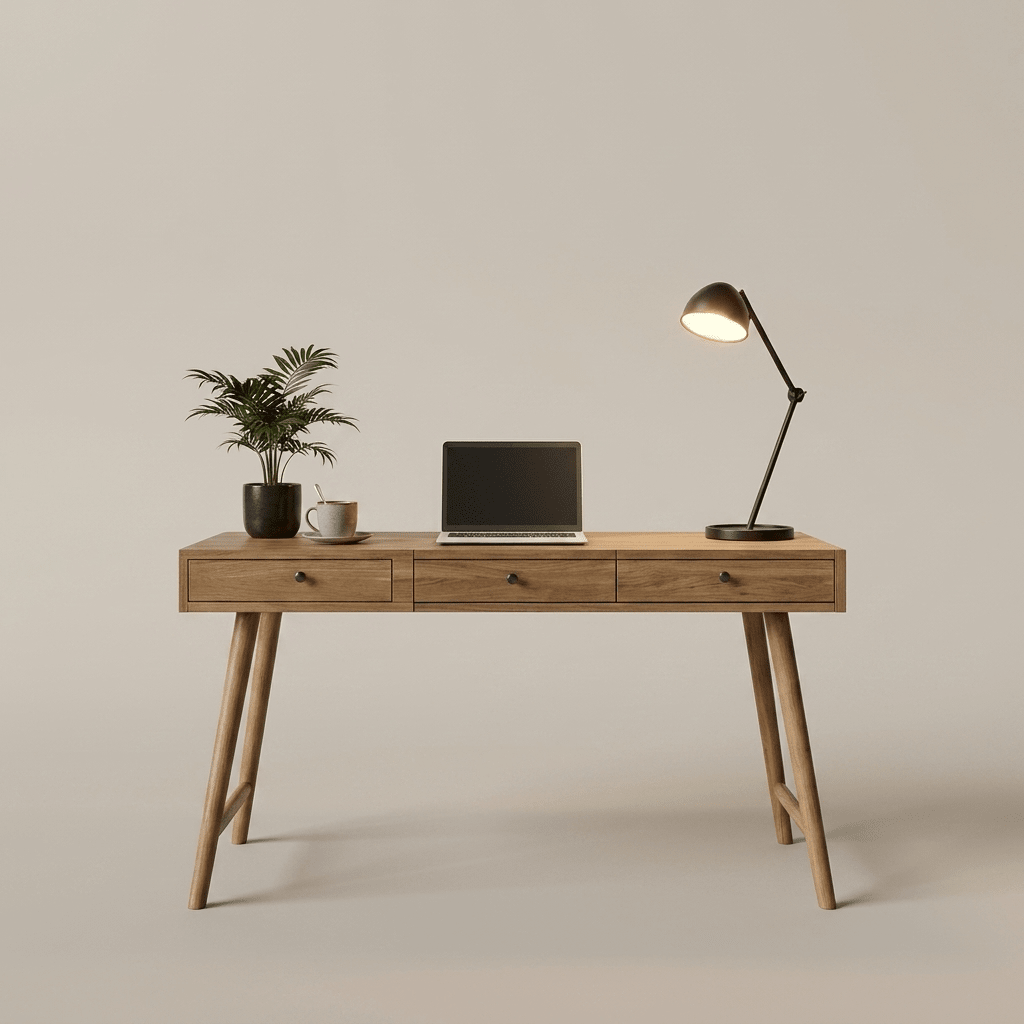 Retro Tarz Üç Çekmeceli Masif Kayın Çalışma Masası - Atelier İstanbul