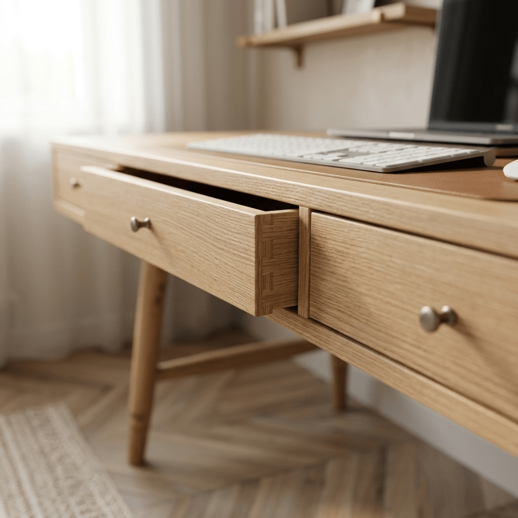 Retro Tarz Üç Çekmeceli Masif Kayın Çalışma Masası - Atelier İstanbul