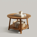 Retro Torna Ayaklı Yuvarlak Masif Kayın Orta Sehpa - Atelier İstanbul