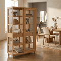 Sürme Cam Kapaklı Masif Kayın Ahşap Vitrin Kitaplık - Atelier İstanbul