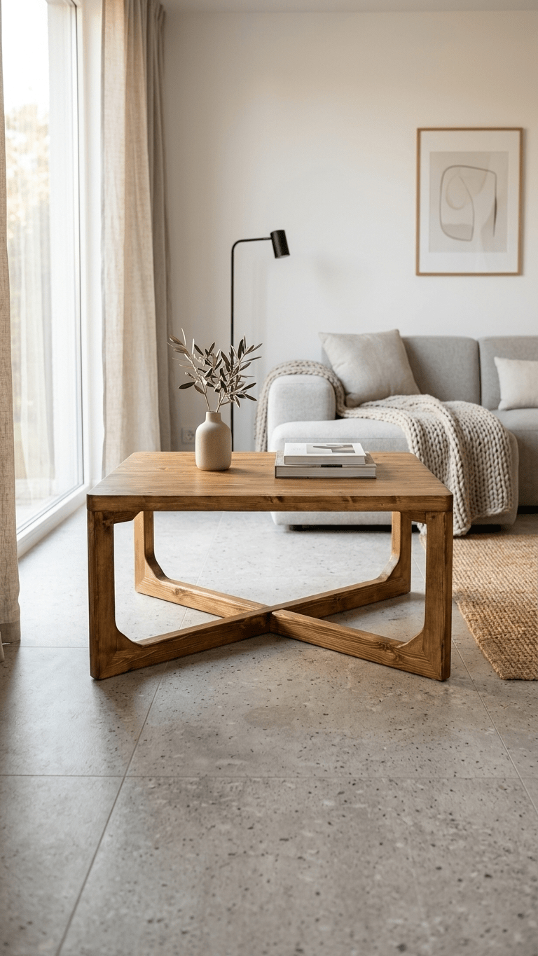 X Ayaklı Rustik Masif Çam Orta Sehpa - Atelier İstanbul